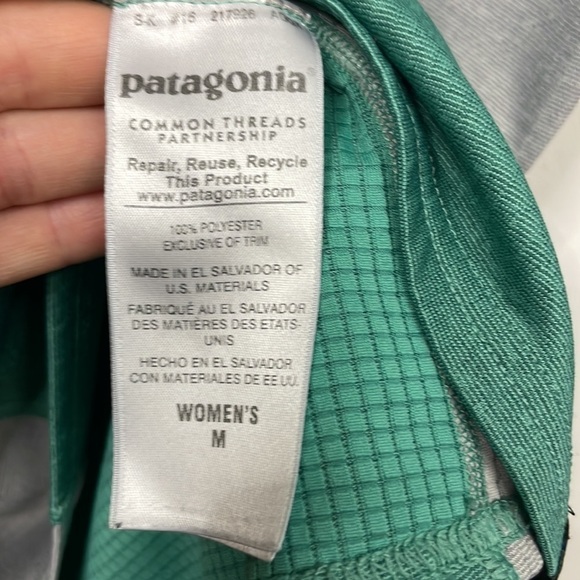 Patagonia Midweight Capilene Baselayer top M Shirt Outdoors Green Grey Waffle - Picture 7 of 7